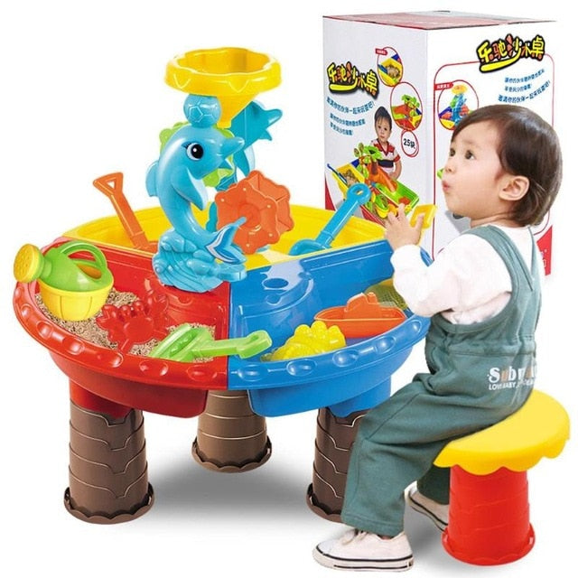 Kids Summer Outdoor Beach Sandpit Toys Sand Bucket Water Wheel